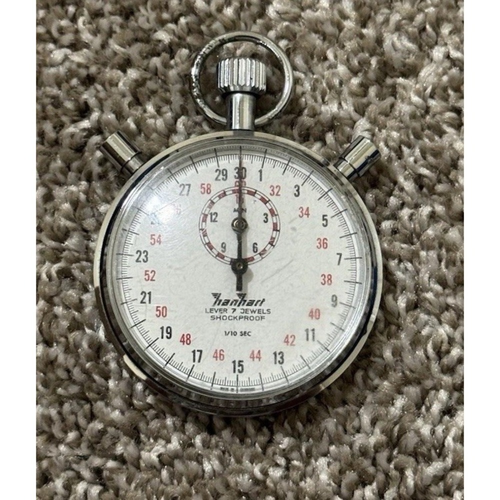 Hanhart Lever 7 Jewel 1/10 Split Second Chronograph Shockproof Stopwatch WORKING